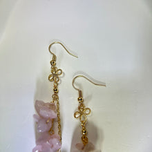 将图片加载到图库查看器，14K Gold Filled Rose Quartz Earrings 粉水晶14K注金耳钩
