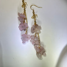 将图片加载到图库查看器，14K Gold Filled Rose Quartz Earrings 粉水晶14K注金耳钩
