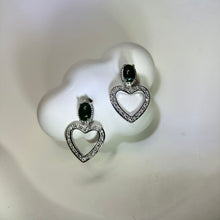 Load image into Gallery viewer, 925 Silver Blue Jade Love Heart Earrings 糯种蓝水翡翠镶嵌爱心银耳钉
