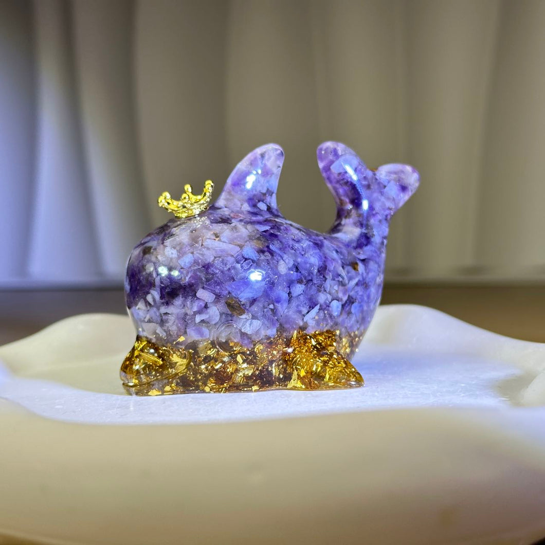 Amethyst Resin Wheel 紫水晶滴胶鲸鱼