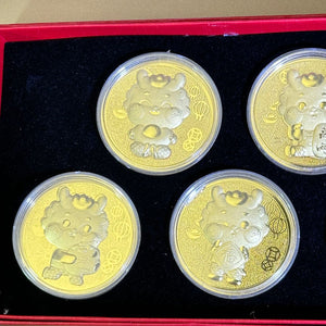 999Gold Foil Year of Dragon Souvenir Coins Package 999金箔龙年纪念币套装