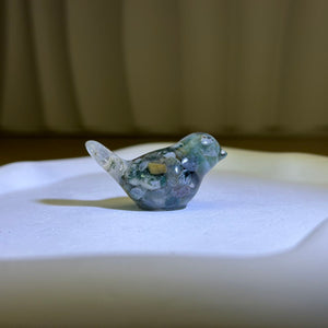 Moss Agate Resin Bird 水草玛瑙滴胶小鸟