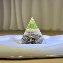 Load image into Gallery viewer, Rainbow Tourmaline Peridot Resin Orgonite Tower 彩虹碧玺橄榄枝滴胶奥根塔
