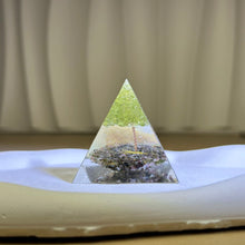 Load image into Gallery viewer, Rainbow Tourmaline Peridot Resin Orgonite Tower 彩虹碧玺橄榄枝滴胶奥根塔
