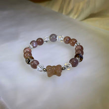 Load image into Gallery viewer, Sunstone Cherry Blossom Agate Bow Amulet Bracelet 橙色太阳石樱花玛瑙蝴蝶结守护手串
