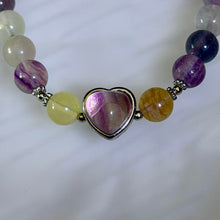 Load image into Gallery viewer, Rainbow Fluorite Heart Amulet Bracelet 彩虹萤石悦心守护手串
