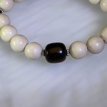 Load image into Gallery viewer, Cream Jasper Sandalwood Barrel Bead Bracelet 奶油色金膏玉紫檀木桶珠手串
