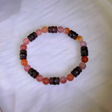 Load image into Gallery viewer, Carnelian Sandalwood Drum Bead Bracelet 红玛瑙紫檀木鼓珠手串
