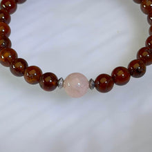 Load image into Gallery viewer, Orange Hessonite Garnet Rose Quartz Bracelet 橙红石榴石粉水晶手串
