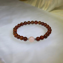 Load image into Gallery viewer, Orange Hessonite Garnet Rose Quartz Bracelet 橙红石榴石粉水晶手串
