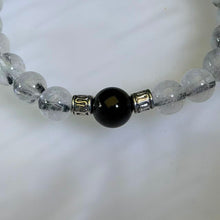 Load image into Gallery viewer, Black Tourmalinated Quartz Black Tourmaline Bracelet 黑发晶黑碧玺手串
