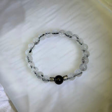 Load image into Gallery viewer, Black Tourmalinated Quartz Black Tourmaline Bracelet 黑发晶黑碧玺手串
