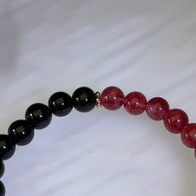 Load image into Gallery viewer, Strawberry Quartz Black Obsidian Bracelet 红色草莓晶黑色黑曜石手链
