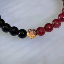Load image into Gallery viewer, Strawberry Quartz Black Obsidian Bracelet 红色草莓晶黑色黑曜石手链
