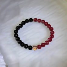 Load image into Gallery viewer, Strawberry Quartz Black Obsidian Bracelet 红色草莓晶黑色黑曜石手链
