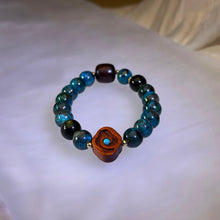 Load image into Gallery viewer, Chrysocolla Golden Sheen Obsidian Bracelet 凤凰石金眼黑曜石手链
