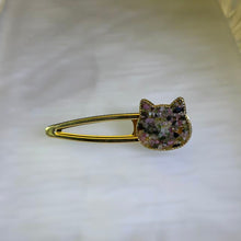 Load image into Gallery viewer, Rainbow Tourmaline Cat Adjustable Ring 彩虹碧玺萌猫活口戒指

