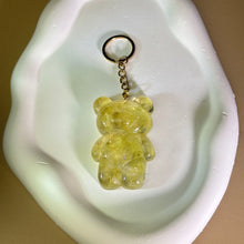 将图片加载到图库查看器，Citrine Resin Teddy Bear Ornament Key Ring 黄水晶滴胶小熊挂饰钥匙扣
