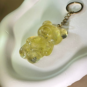 Citrine Resin Teddy Bear Ornament Key Ring 黄水晶滴胶小熊挂饰钥匙扣