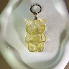 将图片加载到图库查看器，Citrine Resin Teddy Bear Ornament Key Ring 黄水晶滴胶小熊挂饰钥匙扣
