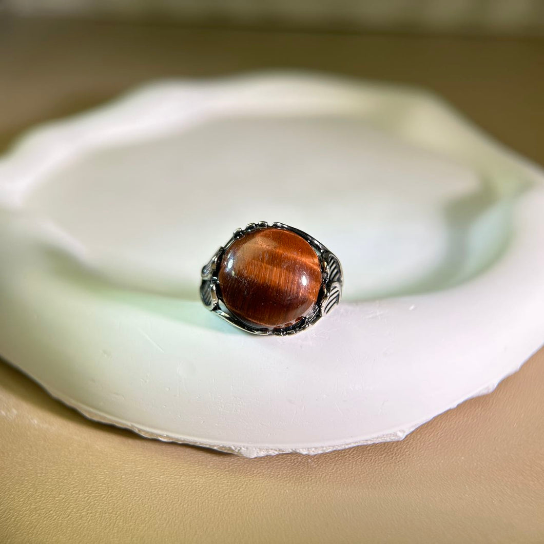 Red Tiger's Eye Adjustable Ring 红色虎眼石镶嵌活口戒指