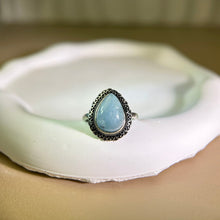 将图片加载到图库查看器，Aquamarine Adjustable Ring 海蓝宝镶嵌活口戒指
