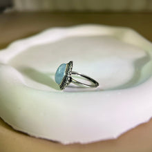 将图片加载到图库查看器，Aquamarine Adjustable Ring 海蓝宝镶嵌活口戒指
