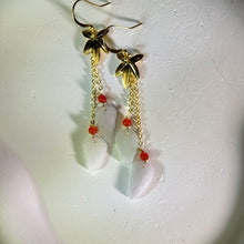 将图片加载到图库查看器，14K Gold Filled Jade Leaves Earrings 糯种翡翠叶子14K注金耳钩
