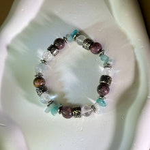 将图片加载到图库查看器，Rhodonite Amazonite Clear Quartz Beads Bracelet 蔷薇辉天河石白水晶手串
