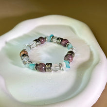 Load image into Gallery viewer, Rhodonite Amazonite Clear Quartz Beads Bracelet 蔷薇辉天河石白水晶手串
