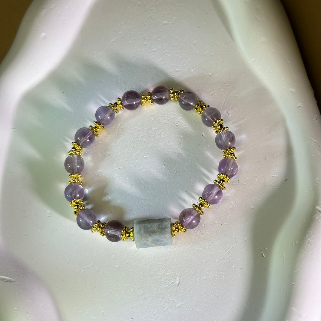 Aquamarine Amethyst Beads Bracelet 海蓝宝紫水晶手串