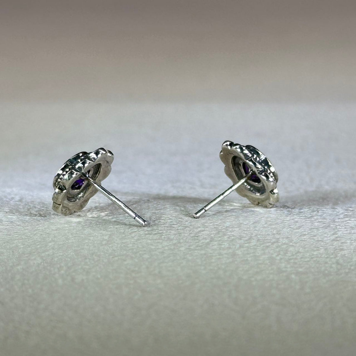 925 Silver Amethyst Love Heart Earrings 紫水晶爱心镶嵌银耳钉 – PG HANDMADE NZ