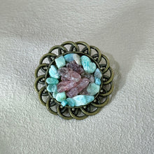 Load image into Gallery viewer, Red Strawberry Quartz Amazonite Brooch 红色草莓晶天河石胸针
