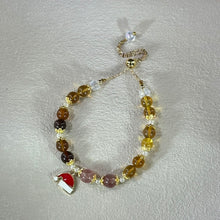 将图片加载到图库查看器，Amber Red Strawberry Quartz Beads Bracelet 血珀金珀琥珀红色草莓晶珠链手链
