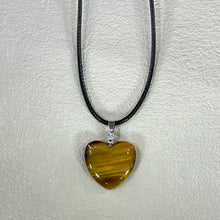 将图片加载到图库查看器，Yellow Tiger&#39;s Eye Love Heart Pendant Necklace 黄色虎眼石爱心吊坠项链
