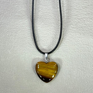 Yellow Tiger's Eye Love Heart Pendant Necklace 黄色虎眼石爱心吊坠项链