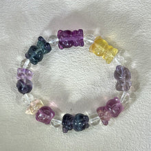 将图片加载到图库查看器，Fluorite Teddy Bear Clear Quartz Beads Bracelet 萤石小熊白水晶手串
