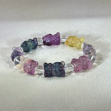 将图片加载到图库查看器，Fluorite Teddy Bear Clear Quartz Beads Bracelet 萤石小熊白水晶手串
