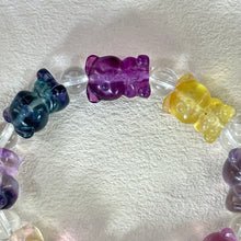 将图片加载到图库查看器，Fluorite Teddy Bear Clear Quartz Beads Bracelet 萤石小熊白水晶手串
