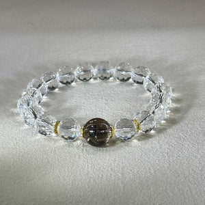 Clear Quartz Smoky Quartz Beads Bracelet 白水晶茶水晶手串