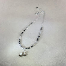 将图片加载到图库查看器，Black Tourmalined Quartz Herkimer Diamond Quartz Beads Necklace 黑发晶水晶闪灵钻珠链项链
