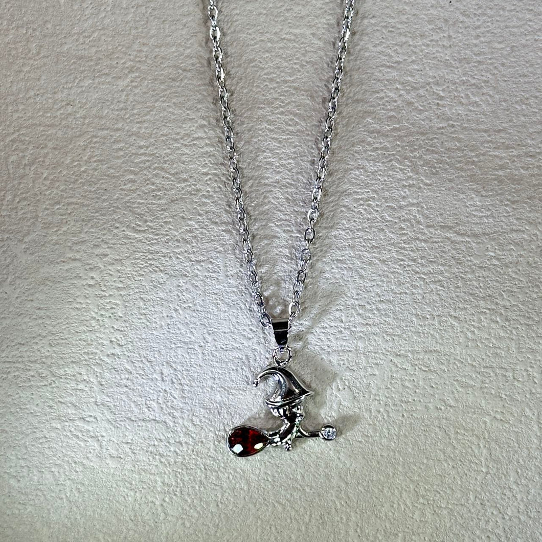 Ruby Garnet Little Witch Pendant 酒红石榴石镶嵌小巫师吊坠