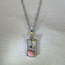 Load image into Gallery viewer, Rhodochrosite Bamboo Pendant 红纹石镶嵌竹节吊坠
