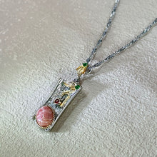 Load image into Gallery viewer, Rhodochrosite Bamboo Pendant 红纹石镶嵌竹节吊坠
