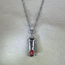 Load image into Gallery viewer, Rhodochrosite Bamboo Pendant 红纹石镶嵌竹节吊坠
