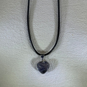 Iolite Love Heart Pendant Necklace 堇青石爱心吊坠项链