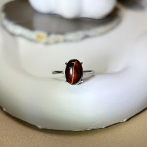 Red Tiger's Eye Adjustable Ring 红色虎眼石镶嵌活口戒指