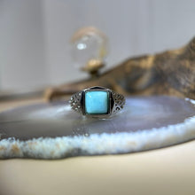 将图片加载到图库查看器，Larimar Adjustable Ring 海纹石镶嵌活口戒指
