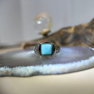 Larimar Adjustable Ring 海纹石镶嵌活口戒指