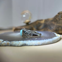 将图片加载到图库查看器，Larimar Adjustable Ring 海纹石镶嵌活口戒指
